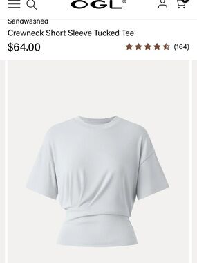 OGL Short Sleeve Tucked Crewneck Tee in Light Gray-Blue